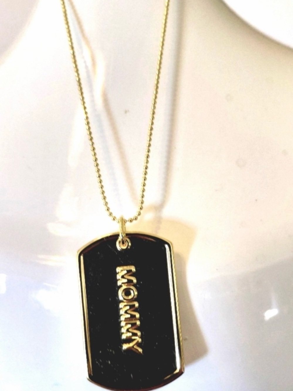 Uncommon James Gold and Black "MOMMY" Tag Pendant Necklace